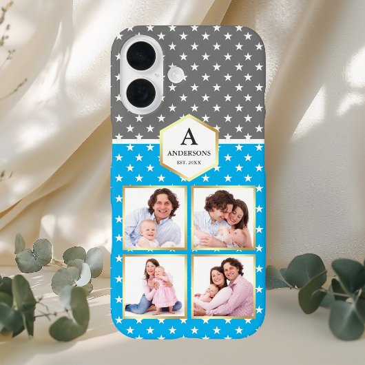 Sky Blue and White Stars Muster Foto Collage Case-Mate iPhone Hülle