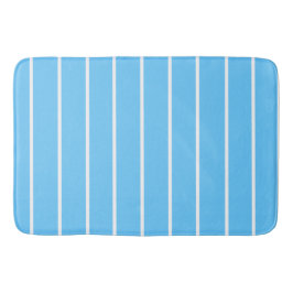Sky Blue and White Summer Stripes Badematte