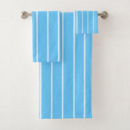 Sky Blue and White Summer Stripes Badhandtuch Set