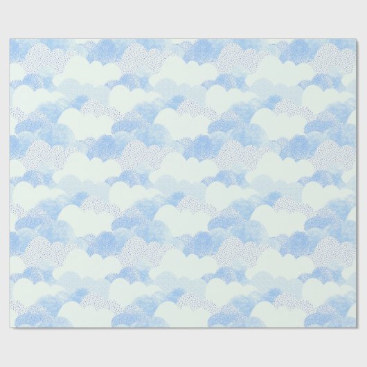 Sky Blue and White Textured Abstrakt Clouds Geschenkpapier (Flach)