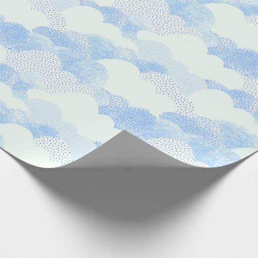 Sky Blue and White Textured Abstrakt Clouds Geschenkpapier (Ecke)