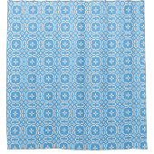 Sky Blue and White Welsh Imitate TapestPattern Duschvorhang (Vorderseite)