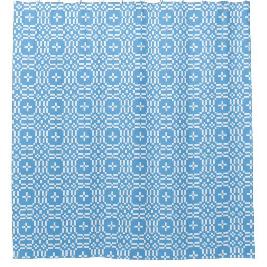 Sky Blue and White Welsh Imitate TapestPattern Duschvorhang (Vorderseite)