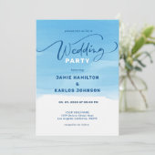 Sky-blue Aquarellhintergrund Elegante Typografie Einladung (Stehend Vorderseite)