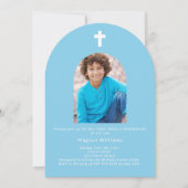 Sky blue arch Foto boy First Holy Communion Einladung (Vorderseite)