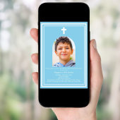 Sky blue arch Foto boy First Holy Communion Einladung