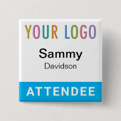 Sky Blue Attendededee Abzeichen Event Logo Pinback Button (Vorderseite)