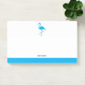 Sky Blue auf White Flamingo & Border mit Namen Post-it Klebezettel (Büro)
