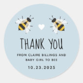 Sky Blue Baby to Bee Shower Vielen Dank Runder Aufkleber (Vorderseite)