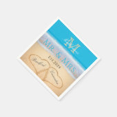 Sky Blue Beach Hochzeit 2 Herz im Sand Serviette (Ecke)