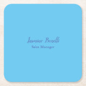 Sky Blue Beruflich Modern Minimalistischer Name Rechteckiger Pappuntersetzer (Vorderseite)
