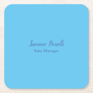 Sky Blue Beruflich Modern Minimalistischer Name Rechteckiger Pappuntersetzer