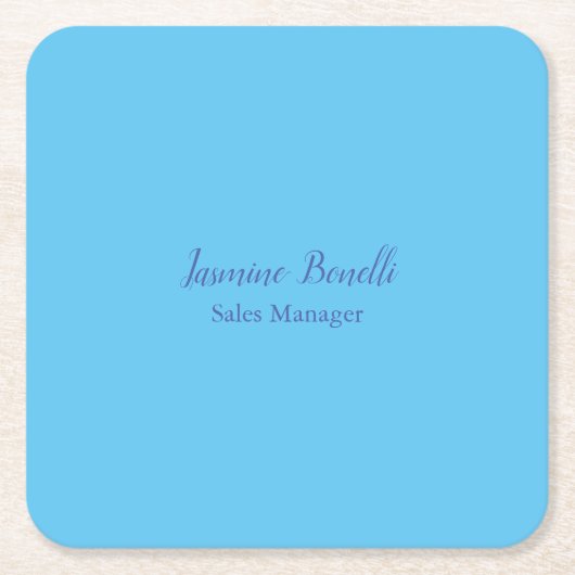 Sky Blue Beruflich Modern Minimalistischer Name Rechteckiger Pappuntersetzer (Vorderseite)