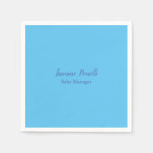 Sky Blue Beruflich Modern Minimalistischer Name Serviette (Vorderseite)