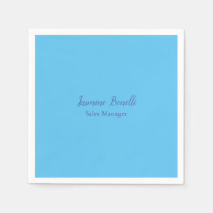 Sky Blue Beruflich Modern Minimalistischer Name Serviette