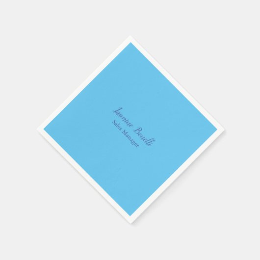 Sky Blue Beruflich Modern Minimalistischer Name Serviette (Ecke)