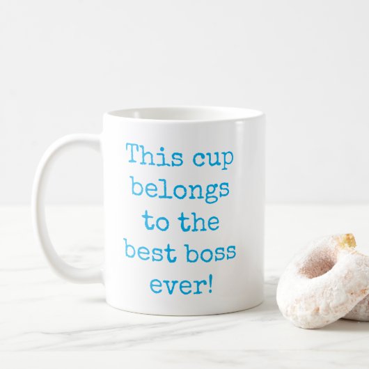 Sky Blue Best Boss je Typografie Kaffeetasse (Mit Donut)