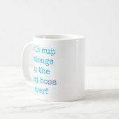 Sky Blue Best Boss je Typografie Kaffeetasse (Vorderseite Links)