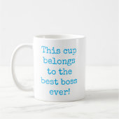 Sky Blue Best Boss je Typografie Kaffeetasse (Links)
