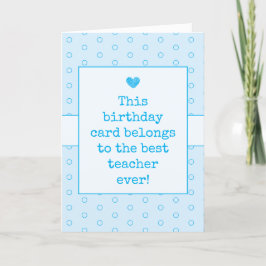 Sky Blue Best Teacher je Typografie Geburtstag Karte