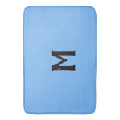 Sky Blue Black Monogram Badematte (Vorderseite Vertikal)