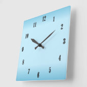 Sky Blue Black Numbers Quadratische Wanduhr (Winkel)