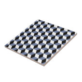 Sky Blue Black & White 3D Cubes Pattern Fliese (Seite)