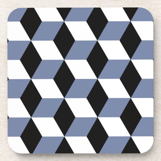 Sky Blue Black & White 3D Cubes Pattern Getränkeuntersetzer (Vorderseite)