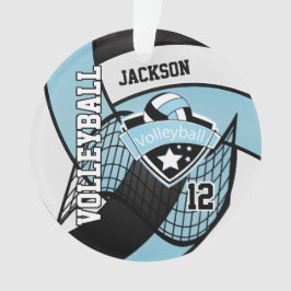Sky Blue, Black White Volleyball 🏐. Ornament
