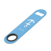 Sky Blue Bottle Opener Custom Text Bar Key Gift (Vorderseite Schrägansicht)