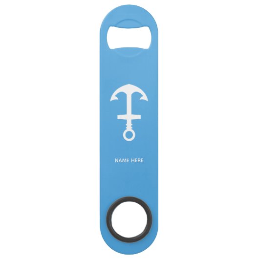 Sky Blue Bottle Opener Custom Text Bar Key Gift (Vorderseite)