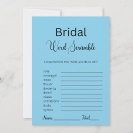Sky Blue Bridal Word Scramble Game Einladung