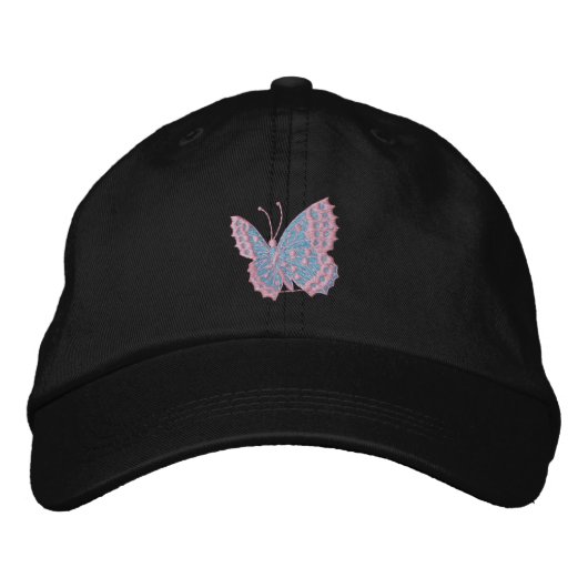 Sky Blue Butterfly bestickte Cap Bestickte Baseballkappe (Vorderseite)