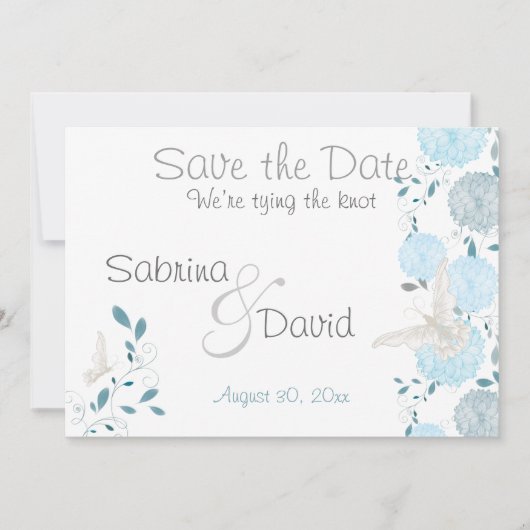 Sky Blue Butterfly Chrysanthema Save the Date (Vorderseite)