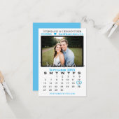 Sky Blue Calendar & Foto Wedding Rette unser Datum Karte (Vorderseite/Rückseite Beispiel)