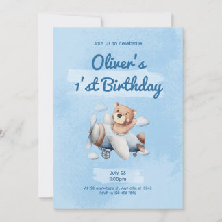Sky Blue Child 1. Geburtstag Einladung