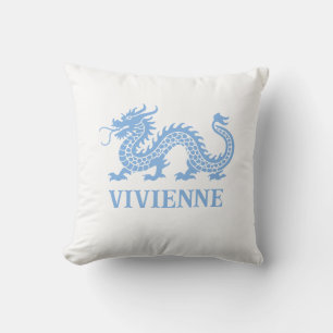 Sky Blue Chinoiserie Dragon Individuelle Name Kissen