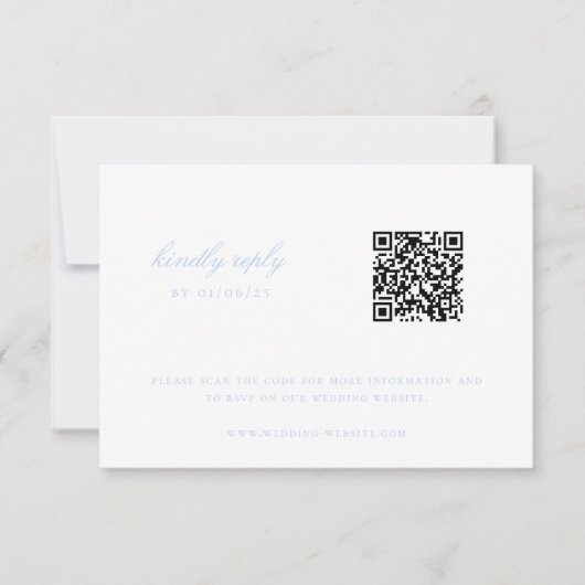 Sky Blue Chinoiserie Wedding QR Code RSVP Karte (Vorderseite)