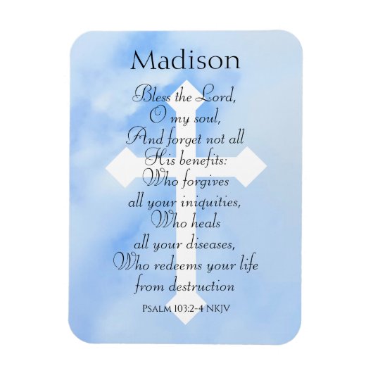 Sky Blue Christlich Healing Bible Name Magnet (Vertikal)