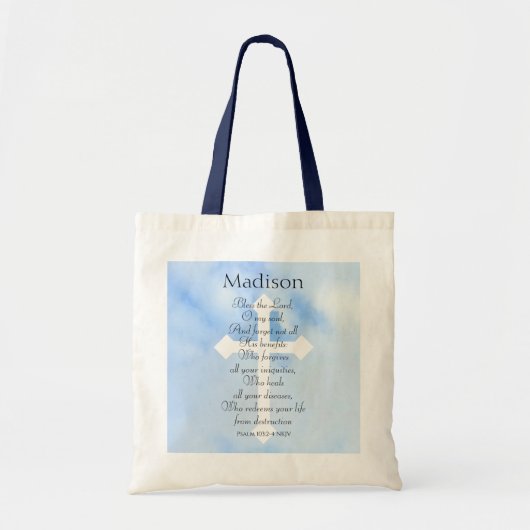 Sky Blue Christlich Healing Bible Name Tragetasche (Vorne)