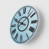 Sky Blue Clock Weathered Effect Roman Numbers Runde Wanduhr (Winkel)