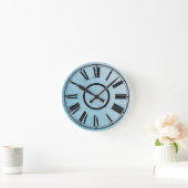 Sky Blue Clock Weathered Effect Roman Numbers Runde Wanduhr (Zuhause)