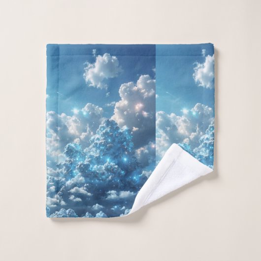 Sky Blue Clouds Badezimmer Handtuch Badhandtuch Set (Waschlappen)