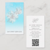 *~* Sky Blue Clouds QR Blume Glitzer Shimmer Visitenkarte (Vorne/Hinten)
