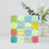 Sky Blue & Colorful Circles Einladung zum Geburtst (Stehend Vorderseite)