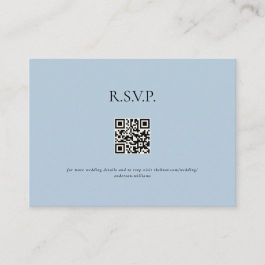 Sky Blue Contemporary QR Code Wedding RSVP II Begleitkarte (Vorderseite)