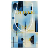 Sky Blue & Cream Tranquil Geometric Contemporary Kleine Geschenktüte (Vorderseite)