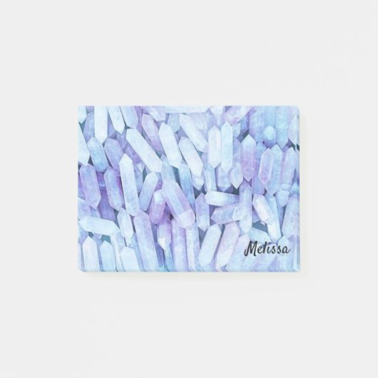 Sky Blue Crystals Personalize Name Post-it Klebezettel (Vorderseite)