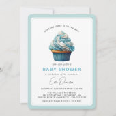 Sky Blue Cupcake | Dessert Theme Boy Baby Dusche Einladung (Vorderseite)