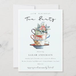 Sky Blue Cups jedes Alter Geburtstag Tee Party lad Dankeskarte